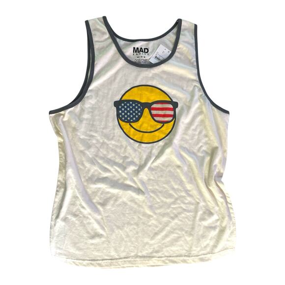 MAD Engine Smiley Face Graphic Tank Top Medium NEW - Picture 1 of 5